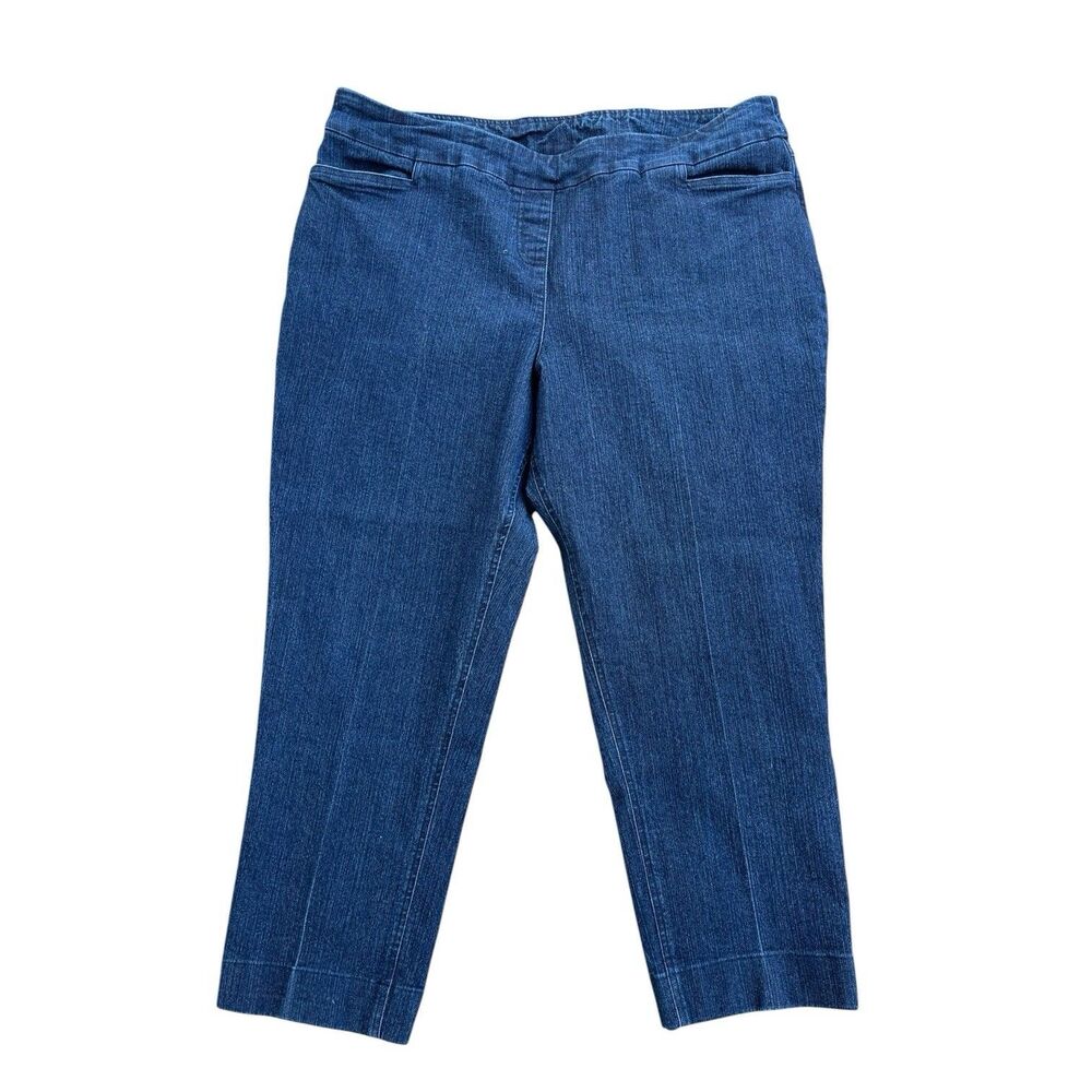 Slim Sation Ankle Jeans Size 18 Women Blue Dark Wash Stretch Pull On Crop Pants